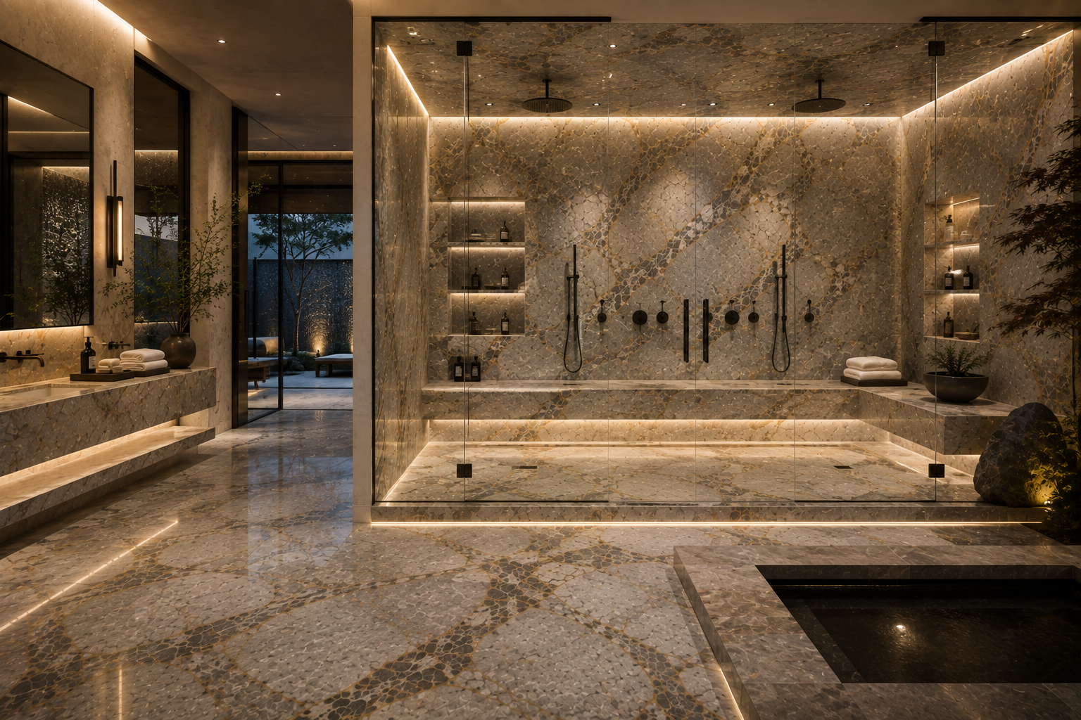 Mr. Marble & Stone provides professional quartzite shower sealing in Vancouver and Los Angeles, helping protect and preserve luxury quartzite shower surfaces.