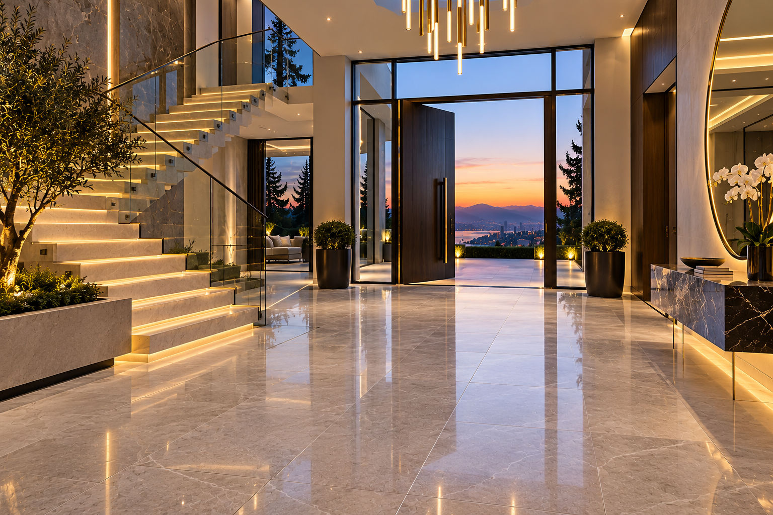 Mr. Marble and Stone entryway tile and grout cleaning, restoration, repair, and sealing in Vancouver and Los Angeles, enhancing luxury residential and commercial entrances with clean, durable, professionally maintained tile surfaces.