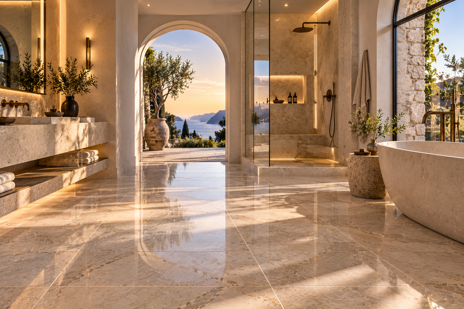 Bathroom Tile Leveling | Mr. Marble and Stone – Vancouver & Los Angeles — Expert leveling for natural stone, engineered stone, and other bathroom tiles, creating smooth surfaces, consistent grout lines, and a precise finished look.