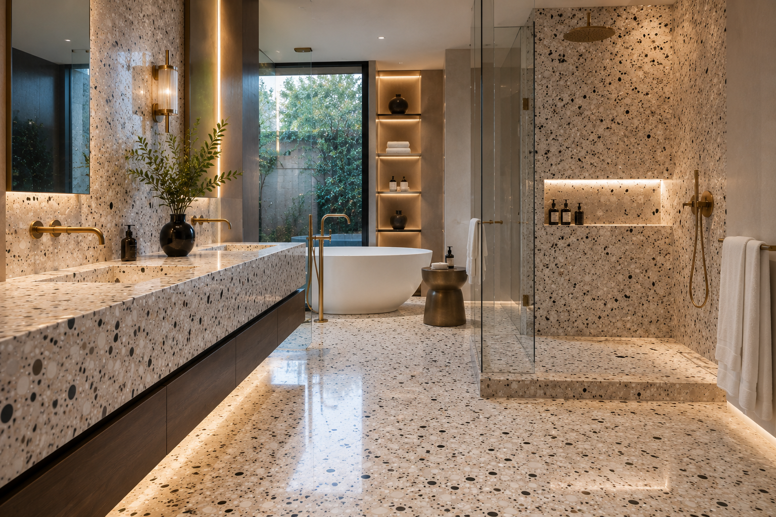 Terrazzo bathroom restoration by Mr. Marble and Stone in Vancouver and Los Angeles.