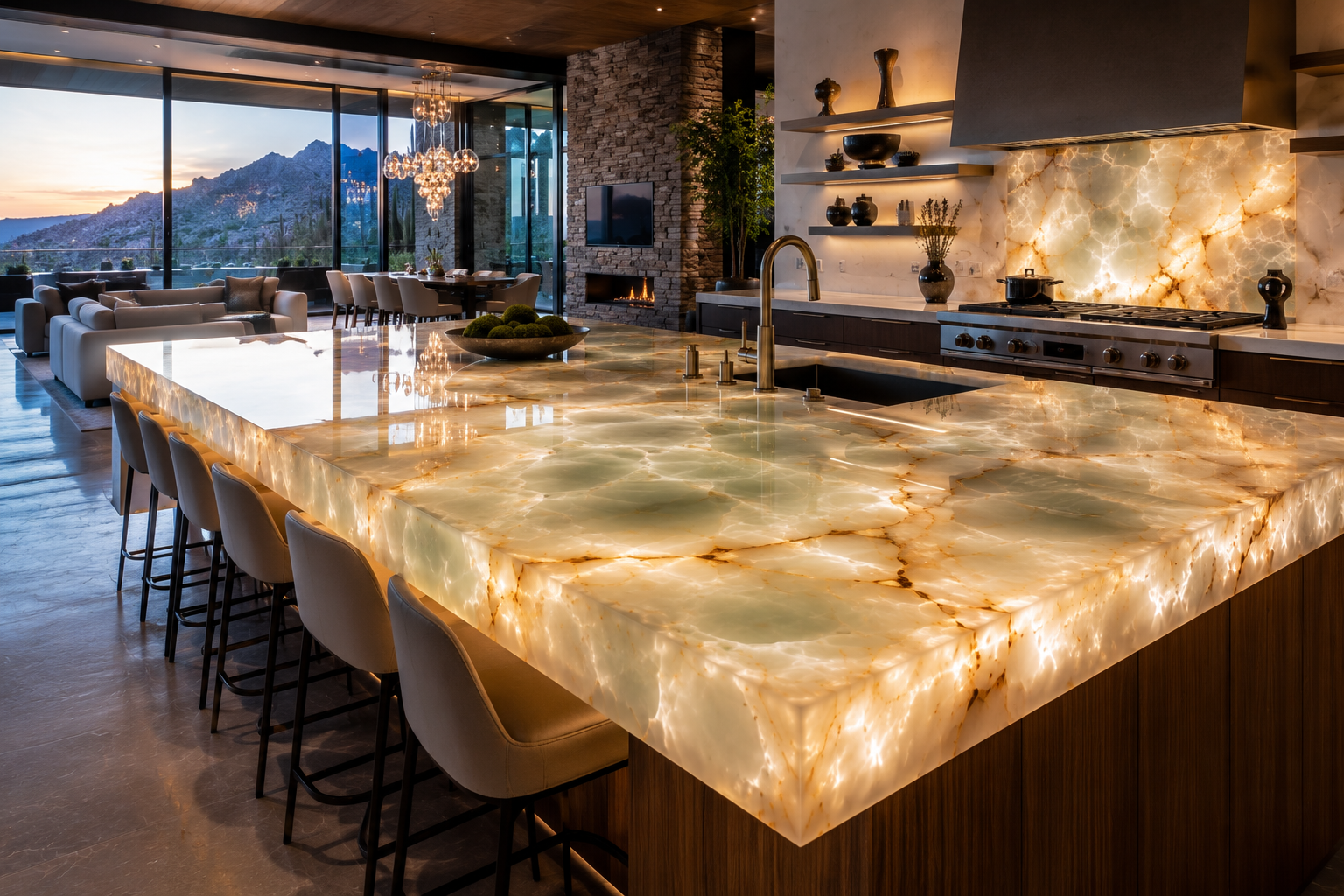 Onyx countertop sealing by Mr. Marble and Stone in Vancouver and Los Angeles.