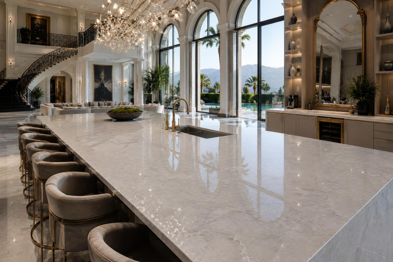 Porcelain countertop polishing by Mr. Marble & Stone in Vancouver and Los Angeles.