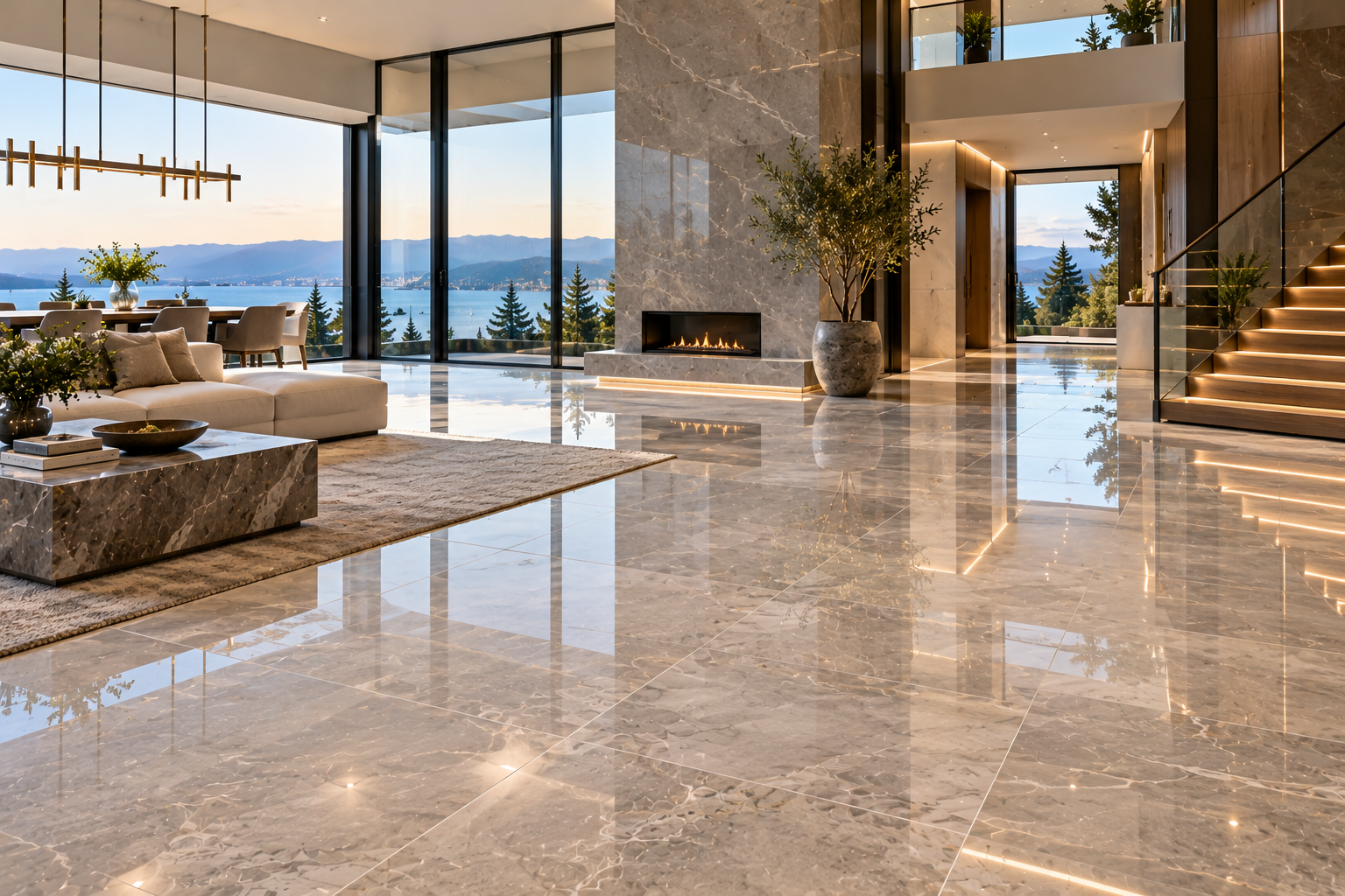 Floor tile repair in Vancouver and Los Angeles by Mr. Marble and Stone, expertly restoring cracked, chipped, damaged, and worn floor tiles for a seamless, durable, polished finish.