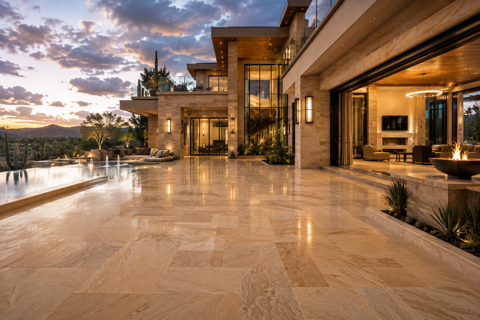 Sandstone floor restoration, sandstone floor polishing, sandstone floor cleaning, sandstone floor honing, and sandstone floor sealing in Vancouver and Los Angeles.