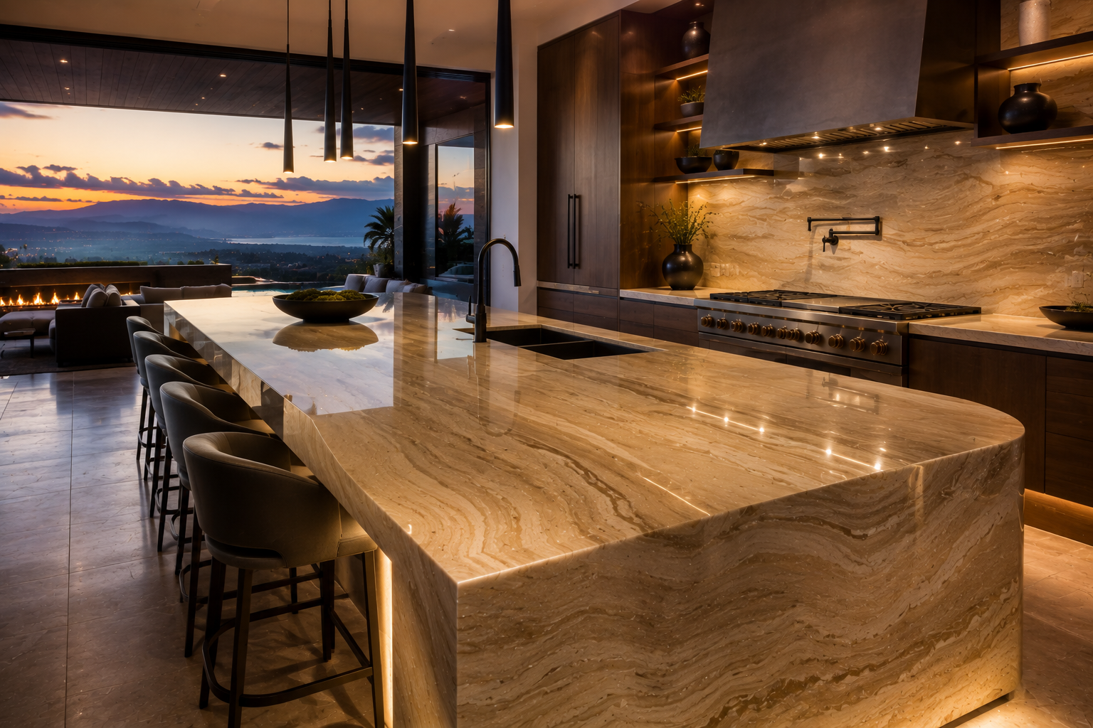 Sandstone countertop polishing in Vancouver and Los Angeles for smooth, refined, restored sandstone countertops.