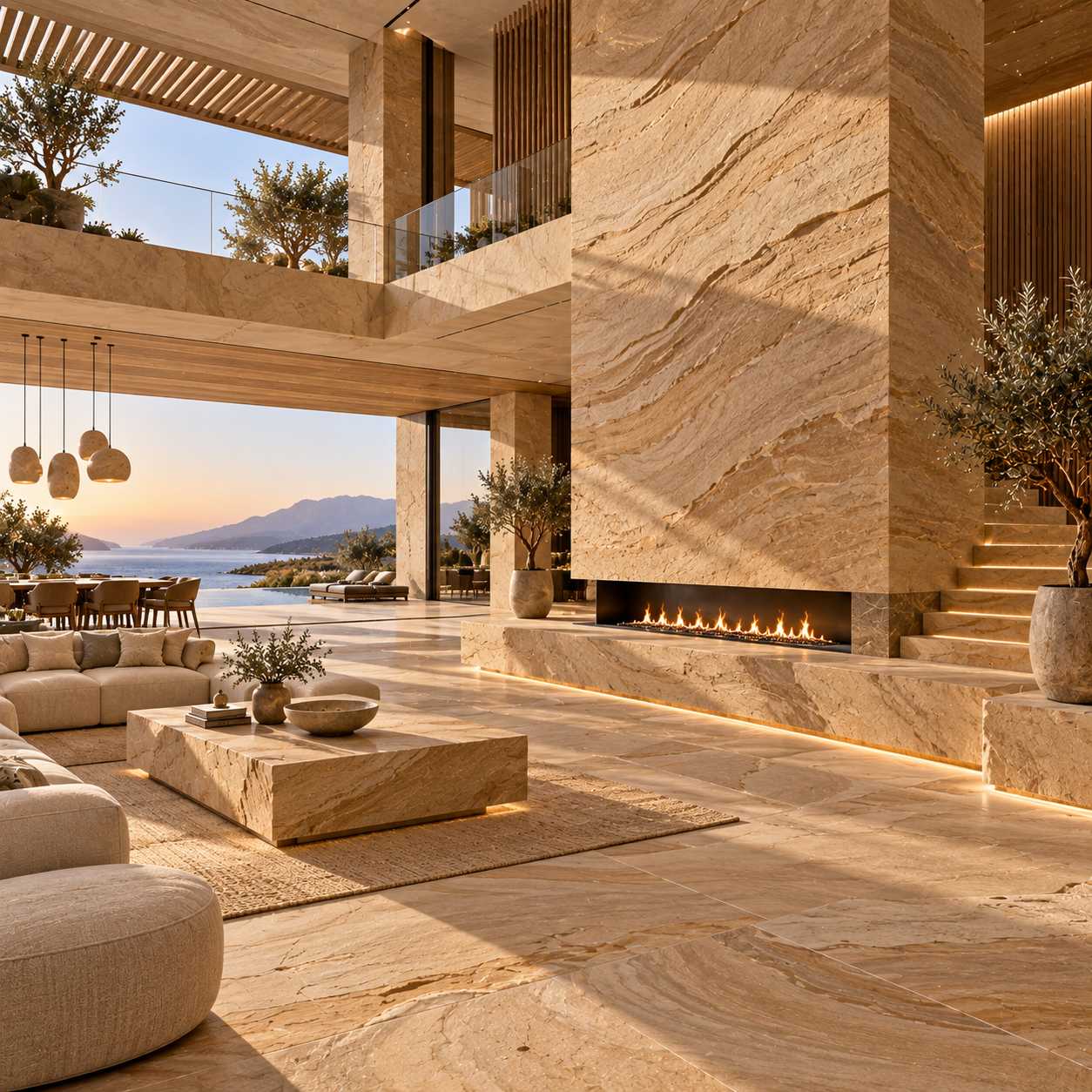 Professional sandstone installation by Mr. Marble & Stone, providing custom sandstone flooring, walls, fireplaces, patios, staircases, and architectural sandstone surfaces with precision craftsmanship in Vancouver and Los Angeles.