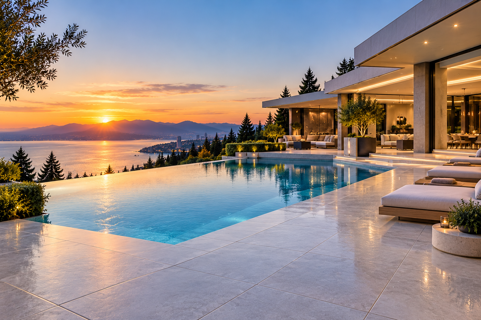 Mr. Marble and Stone pool deck tile and grout cleaning, restoration, repair, and sealing in Vancouver and Los Angeles, featuring durable, beautifully maintained outdoor tile surfaces designed for luxury residential and commercial pool decks.