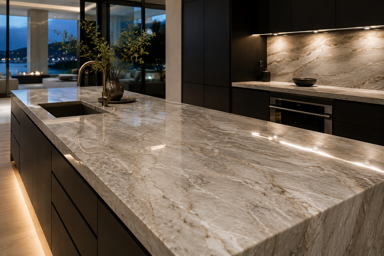 Quartzite countertop restoration by Mr. Marble & Stone in Vancouver and Los Angeles.