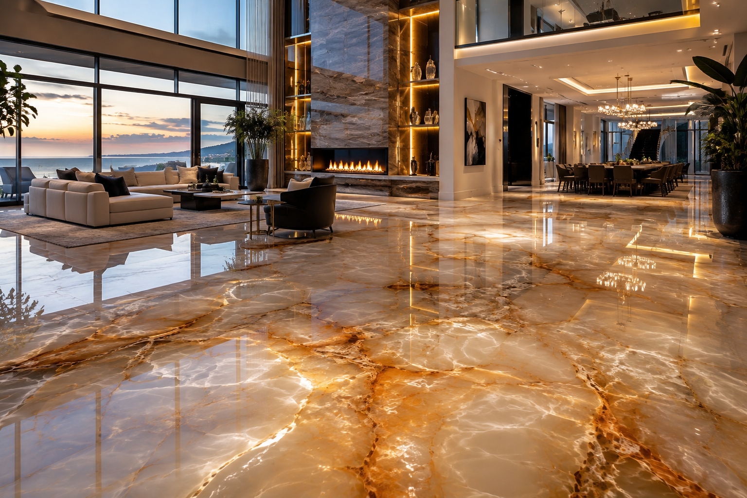 Onyx floor sealing by Mr. Marble and Stone in Vancouver and Los Angeles.