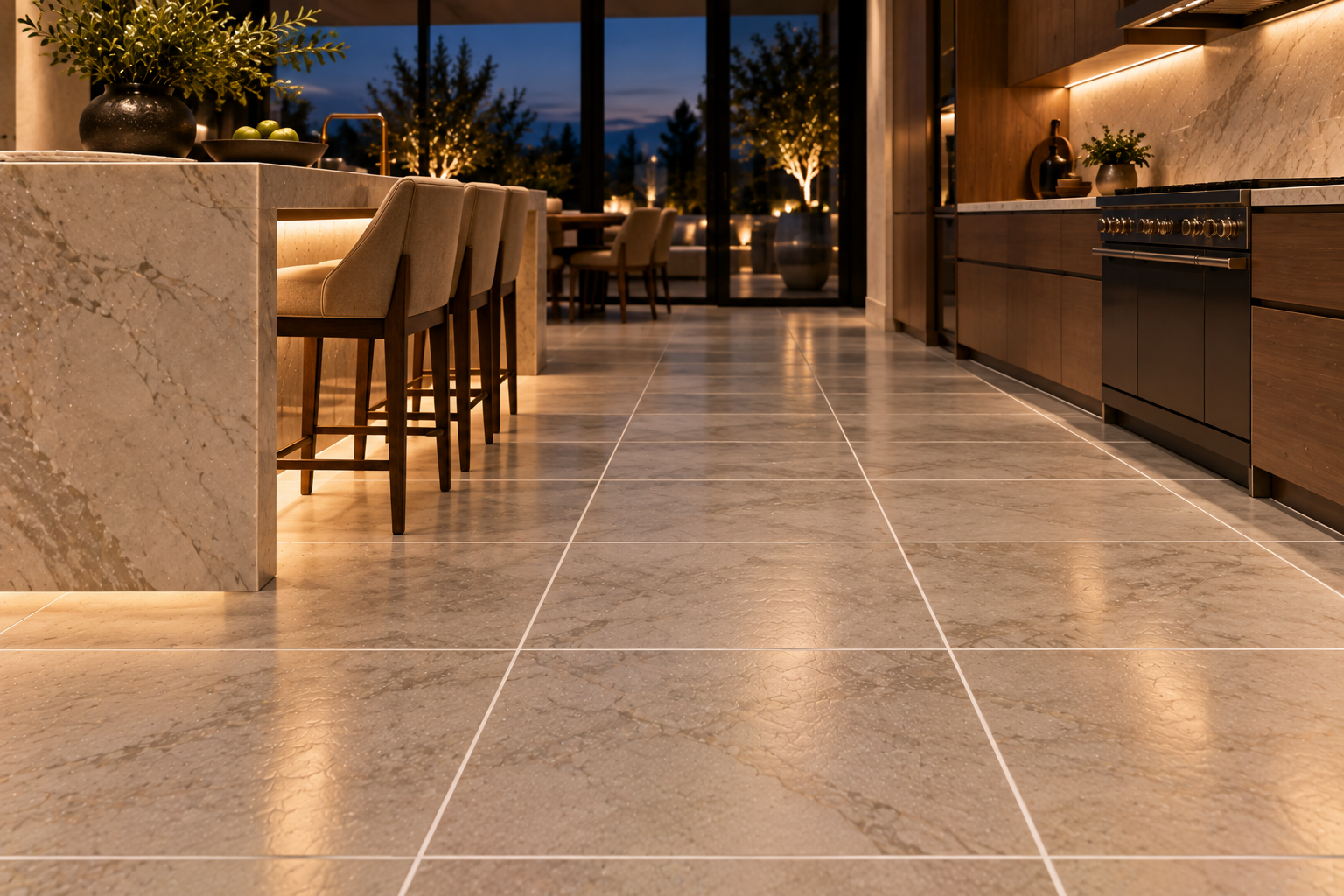 Mr. Marble and Stone kitchen grout refresh in Vancouver and Los Angeles, professionally renewing stained and faded grout lines to restore a clean, vibrant, and polished tile finish.