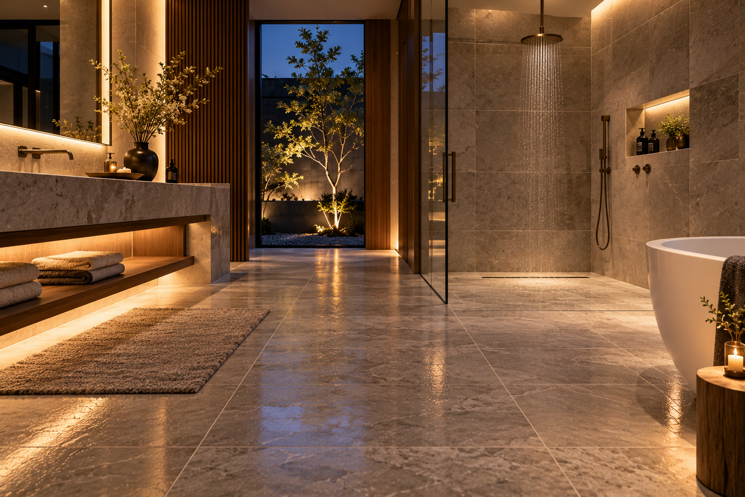 Bathroom tile and grout maintenance by Mr. Marble and Stone, including tile cleaning, grout care, grout protection, and routine maintenance for bathrooms in Vancouver and Los Angeles.