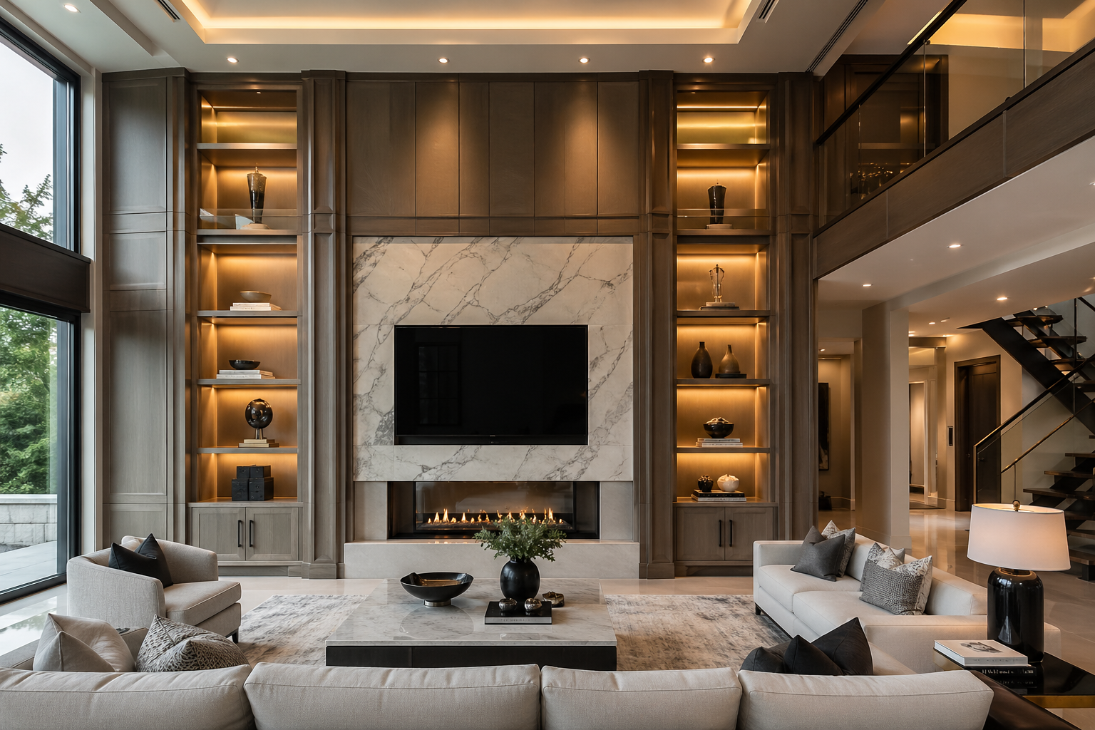 Custom millwork and interior finishing in Vancouver featuring bespoke cabinetry, built-in shelving, luxury woodwork, and high-end residential carpentry for modern home renovations