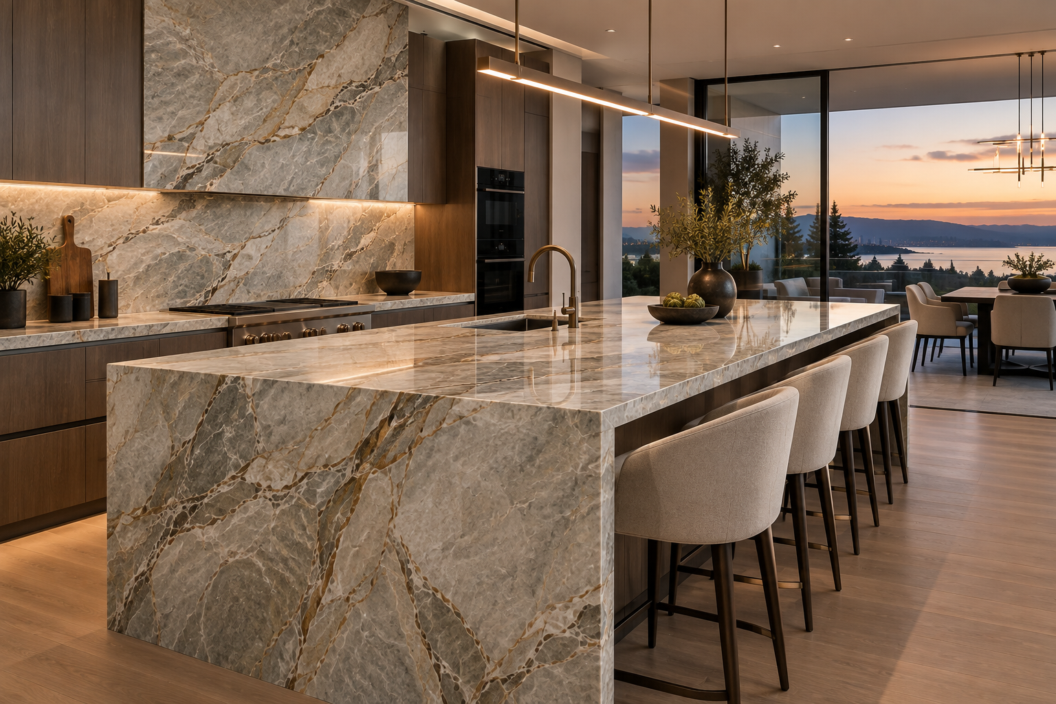 Quartzite countertop installation by Mr. Marble and Stone in Vancouver and Los Angeles, featuring luxury natural quartzite countertops, custom quartzite fabrication, and premium stone installation.