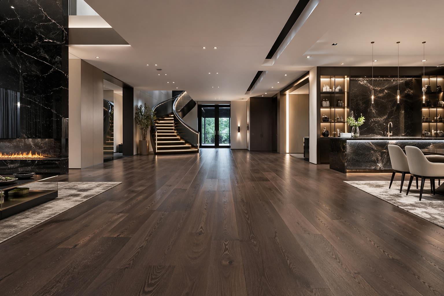 Hardwood floor installation in Vancouver featuring solid and engineered wood flooring, precision installation, custom layouts, and premium finishes for high-end residential interiors