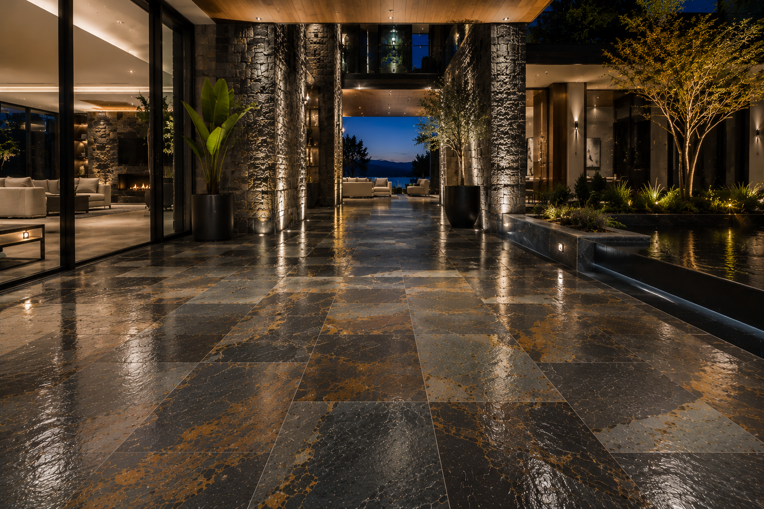 Slate sealing services by Mr. Marble and Stone, including surface preparation, professional sealing, colour enhancement, and natural stone protection in Vancouver and Los Angeles.