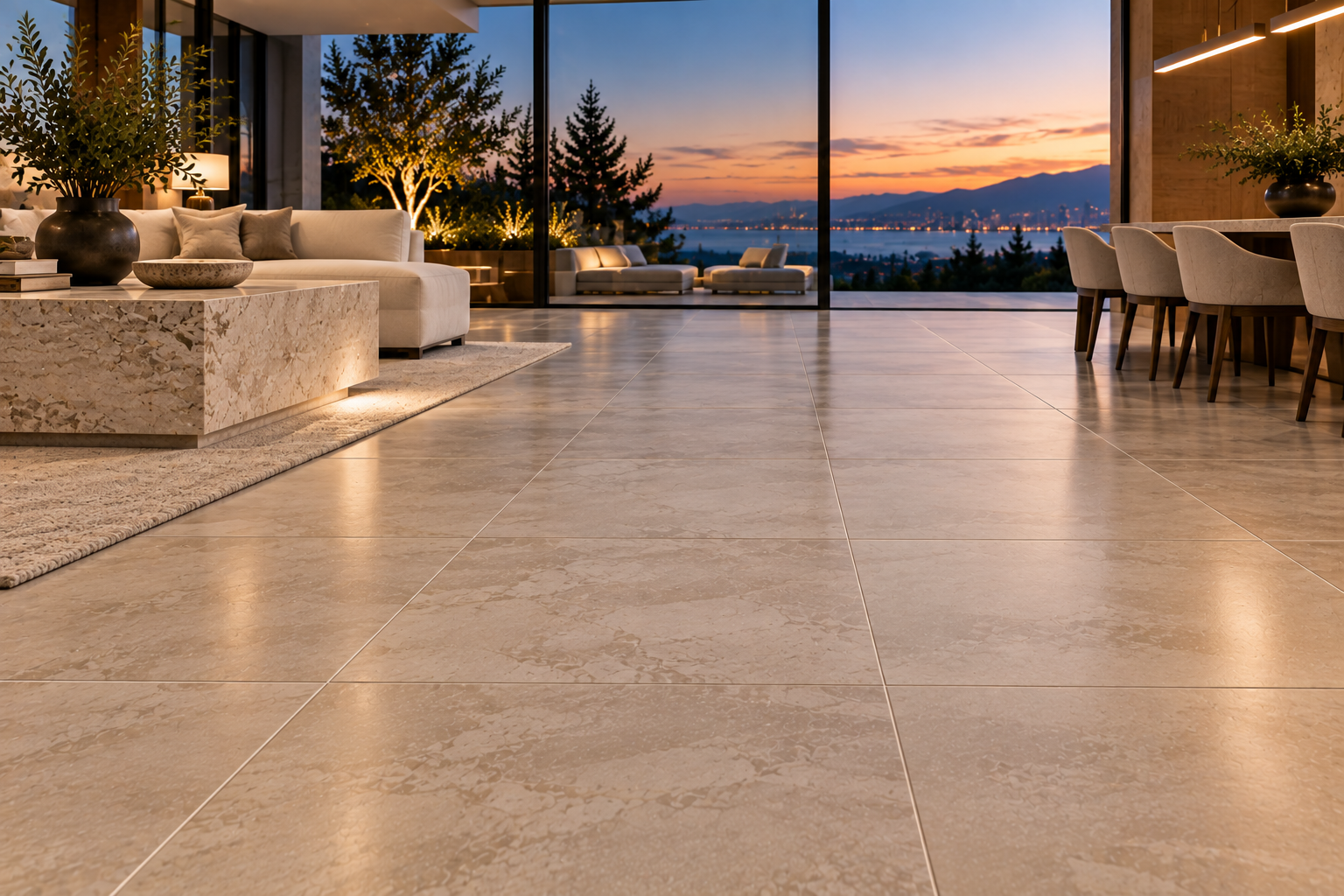 Mr. Marble and Stone floor grout replacement in Vancouver and Los Angeles, renewing worn grout lines for a clean, durable, and polished tile floor finish.