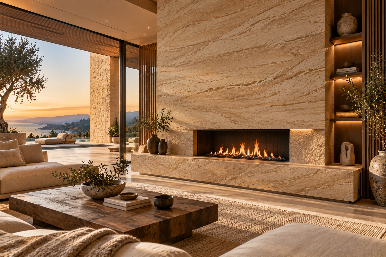 Sandstone Fireplace Installation in Vancouver & Los Angeles | Mr. Marble and Stone — Sandstone fireplace surrounds, stone cladding, hearths, and custom fireplace installation using natural sandstone.