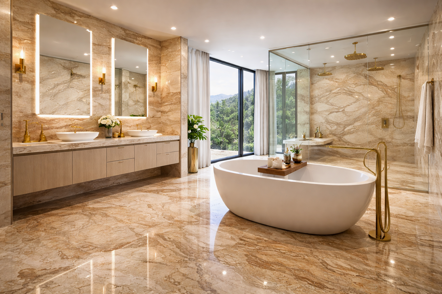 Mr. Marble and Stone luxury travertine installation, travertine flooring, travertine wall cladding, travertine bathroom installation, outdoor travertine patios, and custom travertine finishing services in Vancouver