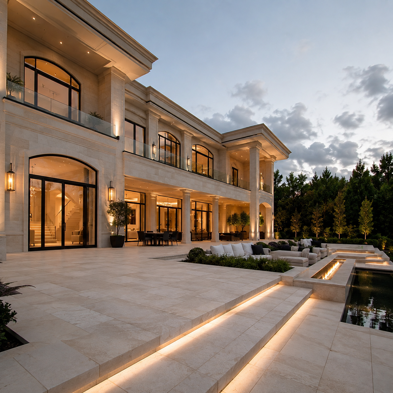 Limestone restoration in Vancouver and Los Angeles, including limestone polishing, limestone refinishing, honing, cleaning, repair, and sealing for a renewed, luxurious finish.