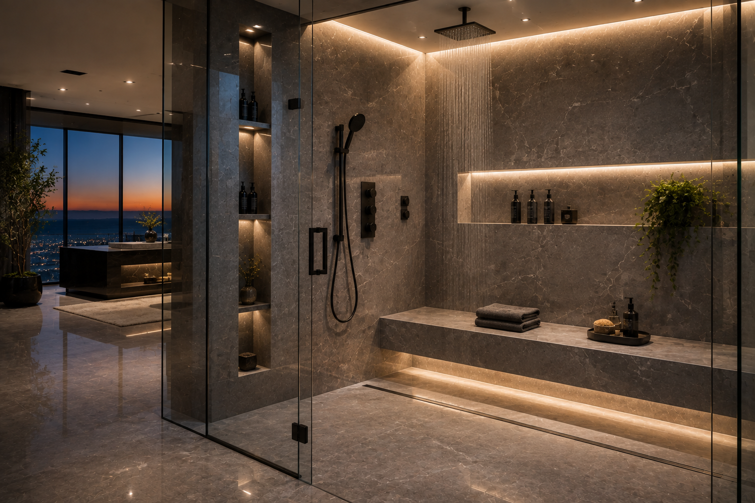 Mr. Marble and Stone engineered stone shower sealing and protection in Vancouver and Los Angeles.