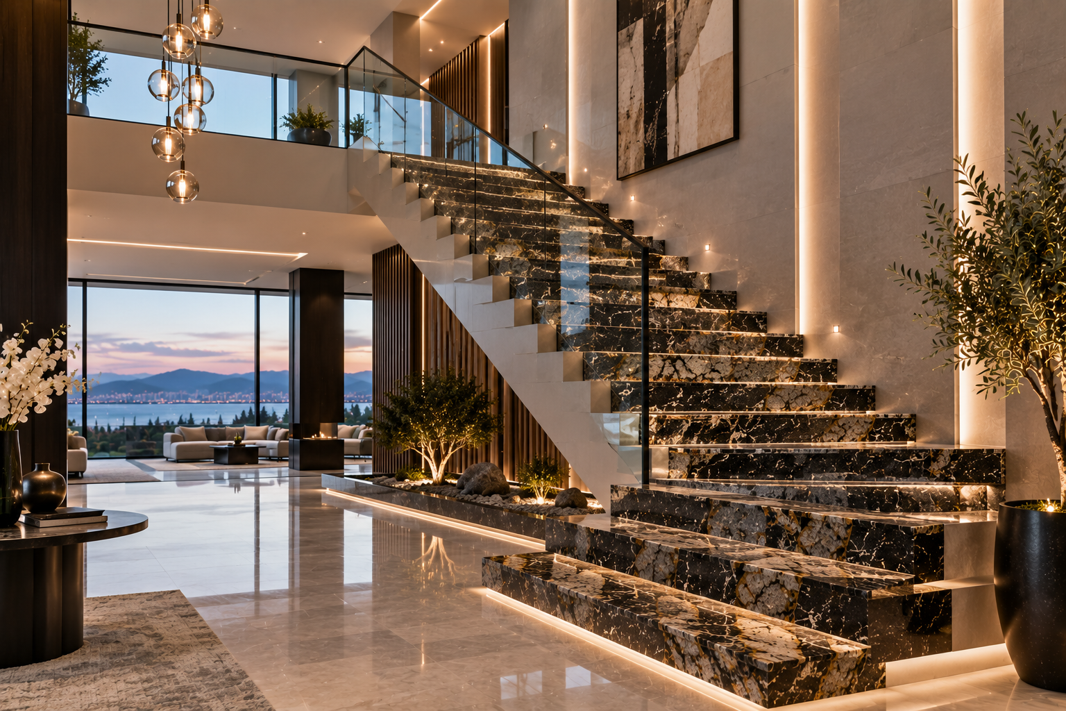 Mr. Marble and Stone granite staircase installation in Vancouver and Los Angeles, specializing in custom granite staircases, granite stair treads, granite risers, granite landings, and precision granite installation.