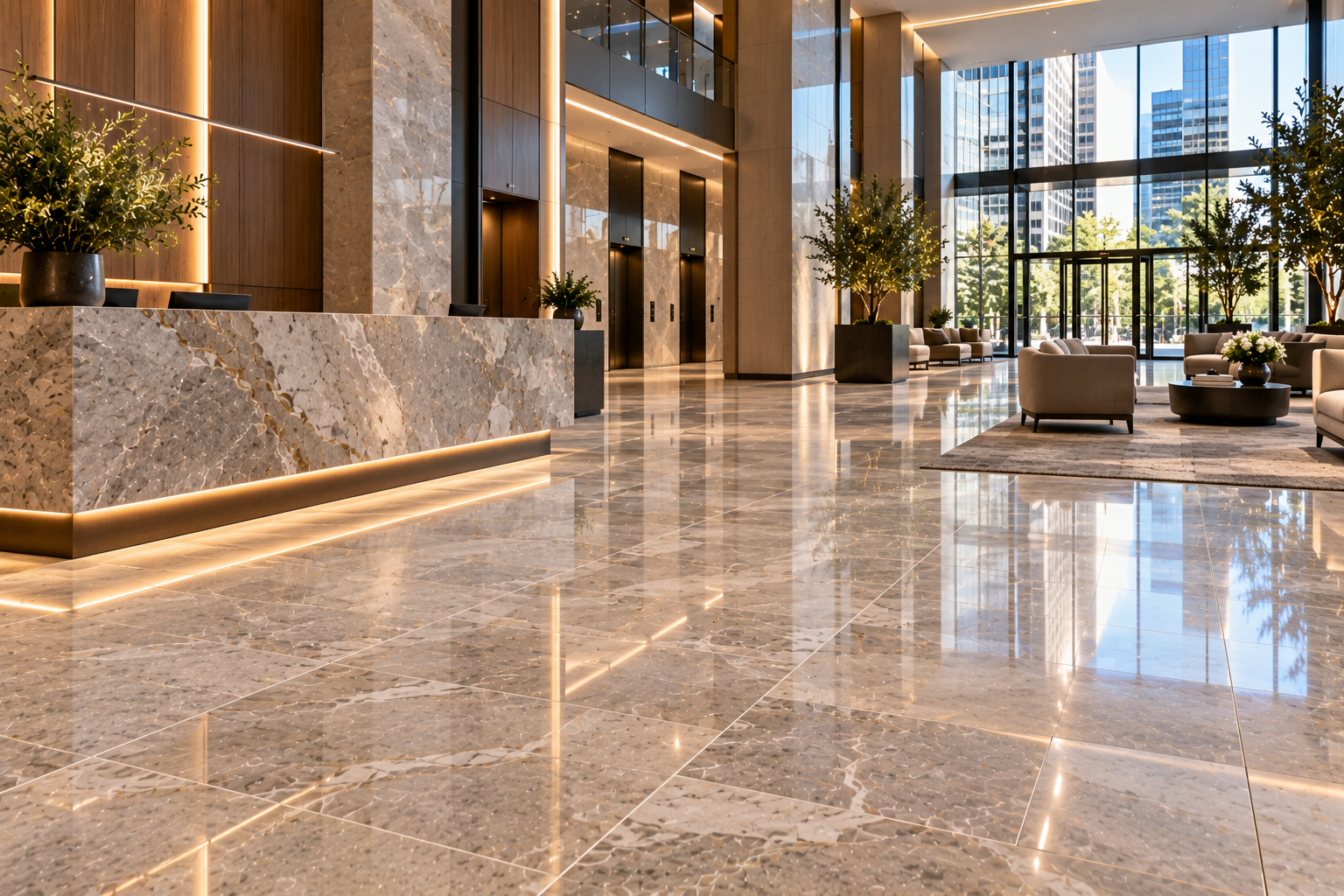 Commercial tile repair in Vancouver and Los Angeles by Mr. Marble and Stone, repairing cracked, chipped, damaged, and worn commercial tiles to restore durable, seamless, professional surfaces.