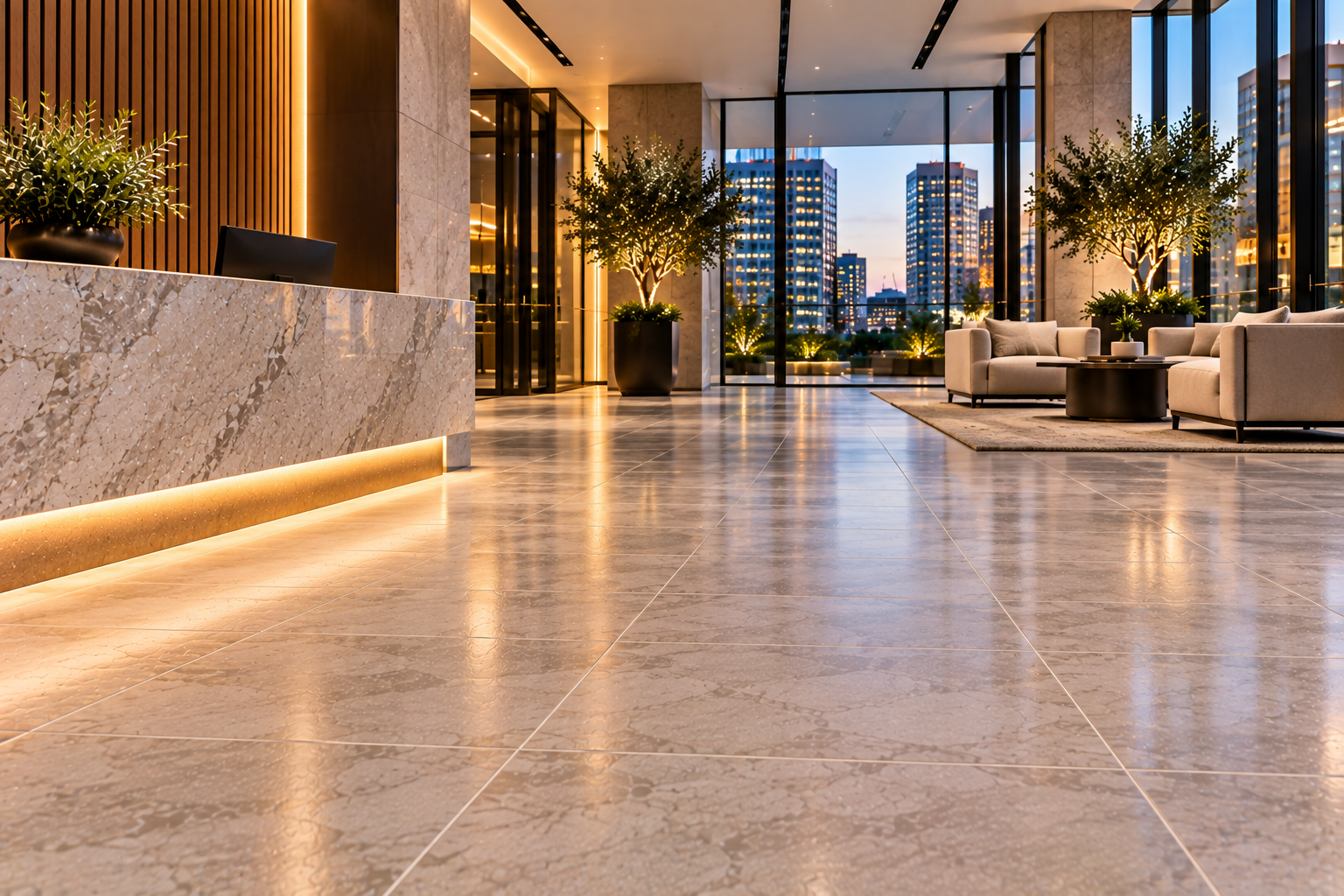 Mr. Marble and Stone commercial grout replacement in Vancouver and Los Angeles, restoring worn grout lines with a clean, durable, and professional finish for high-traffic spaces.