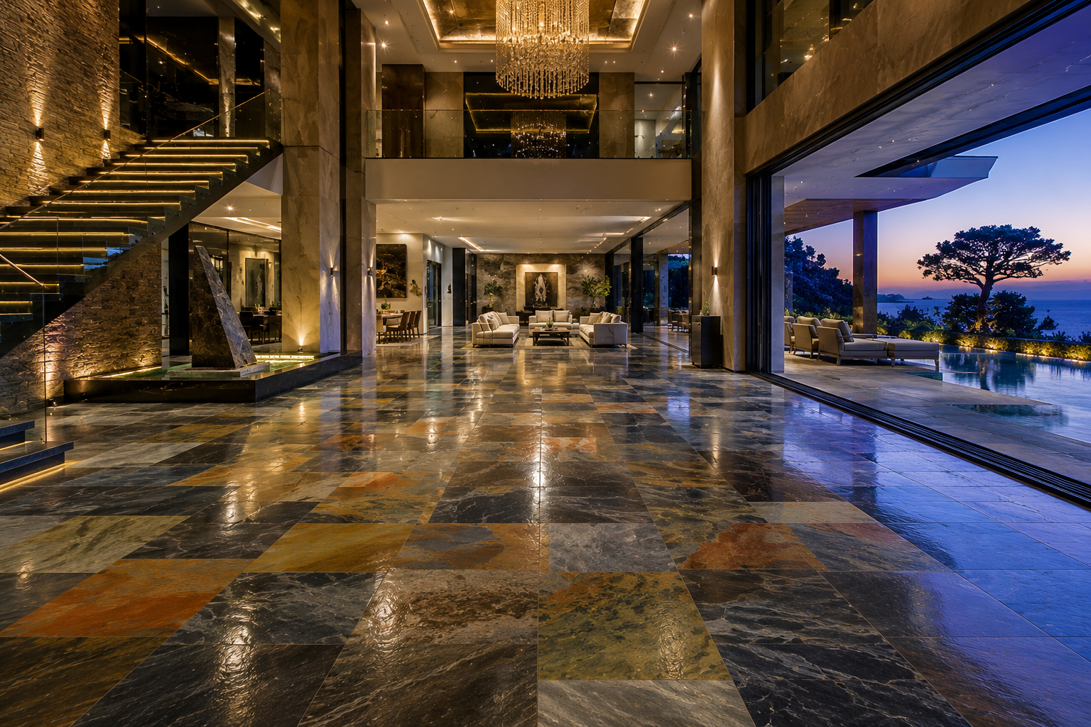 Slate polishing, cleaning, sealing and repair services in Vancouver and Los Angeles by Mr. Marble & Stone.