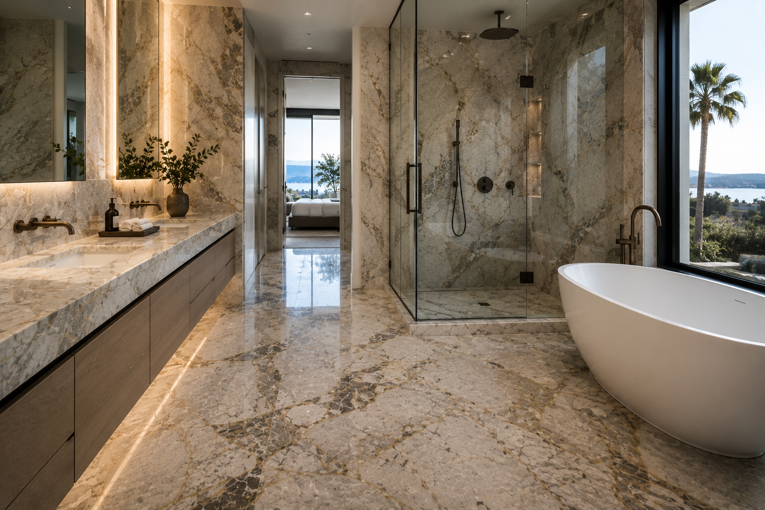Mr. Marble & Stone provides professional quartzite bathroom restoration in Vancouver and Los Angeles, restoring and enhancing luxury quartzite surfaces.