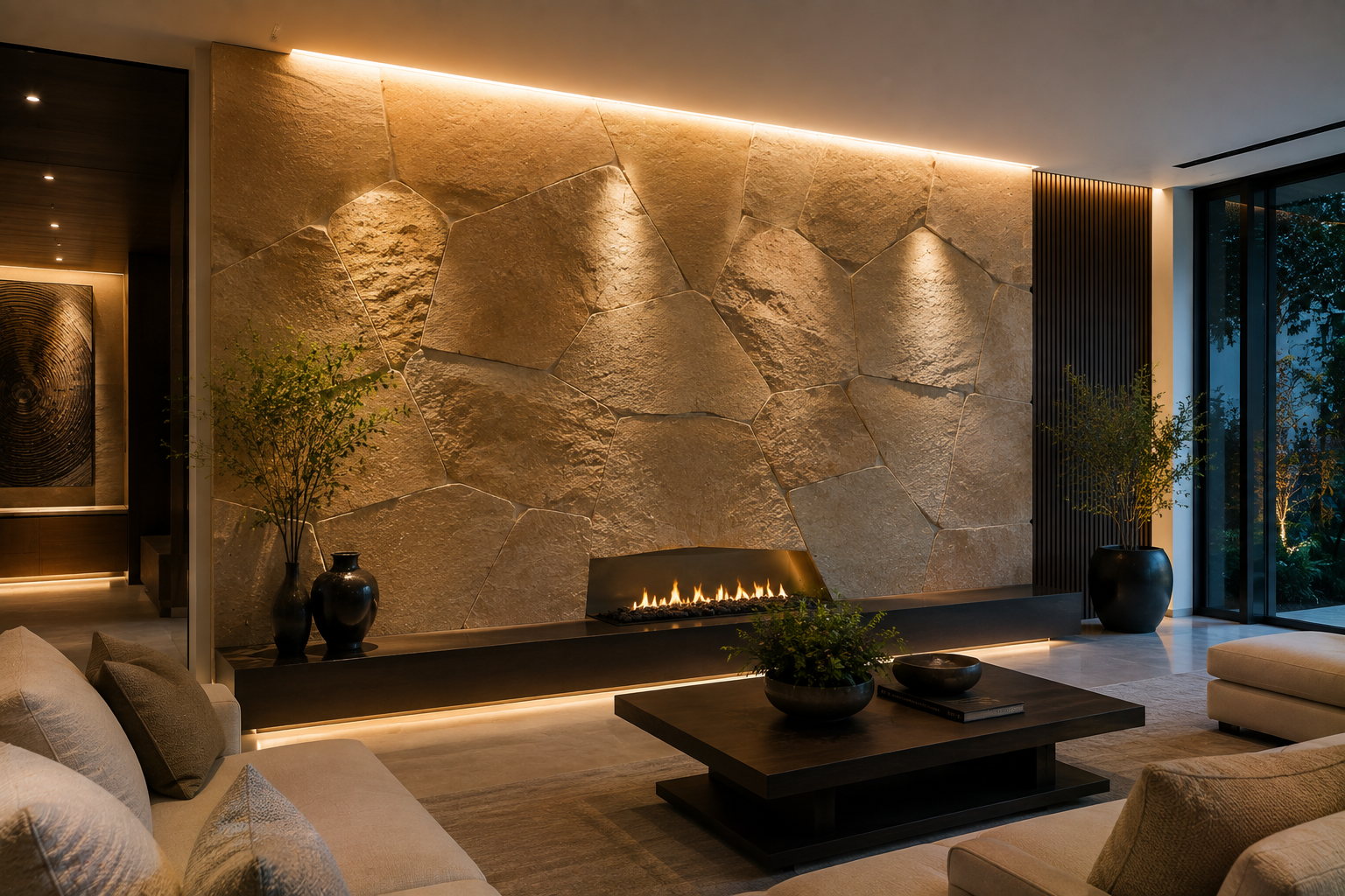 Sandstone feature wall restoration service in Vancouver and Los Angeles | Professional sandstone stone feature wall restoration, sandstone honing and sandstone refinishing services