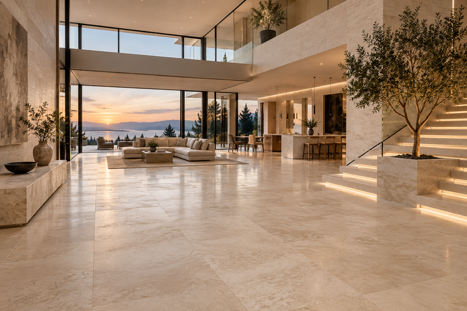 Limestone floor installation by Mr. Marble & Stone in Vancouver and Los Angeles, featuring premium limestone flooring with a clean, elegant finish.