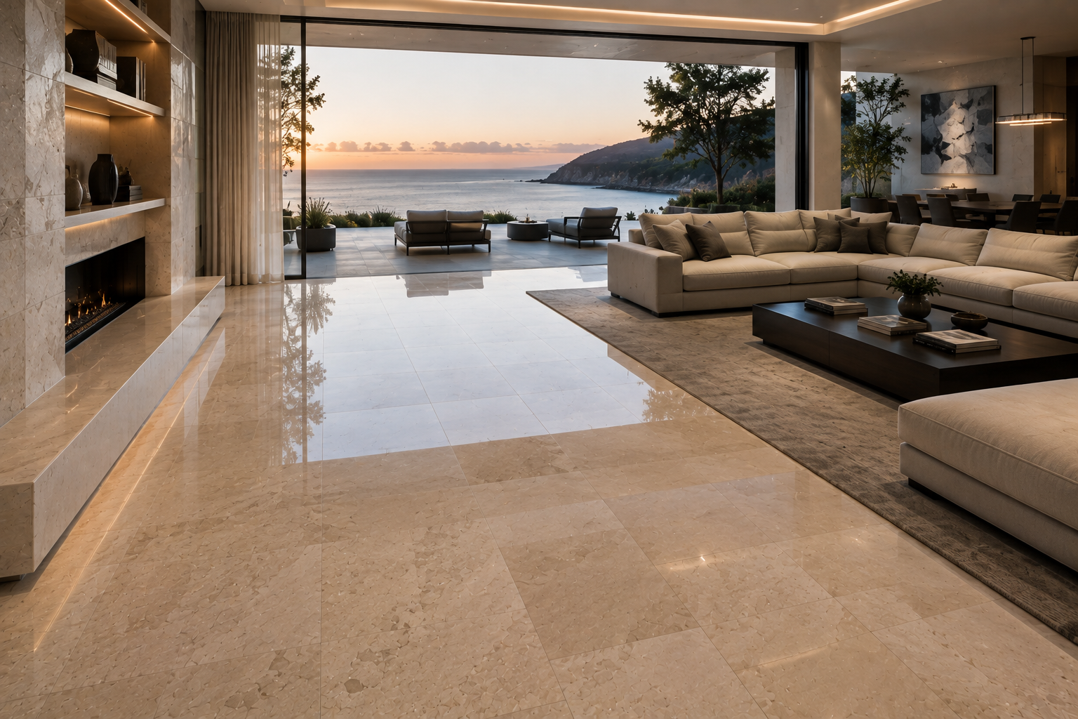 Luxury limestone floor sealing by Mr. Marble and Stone, featuring professional limestone sealing, natural stone protection, limestone floor care, and premium sealing services for residential and commercial properties in Vancouver and Los Angeles.
