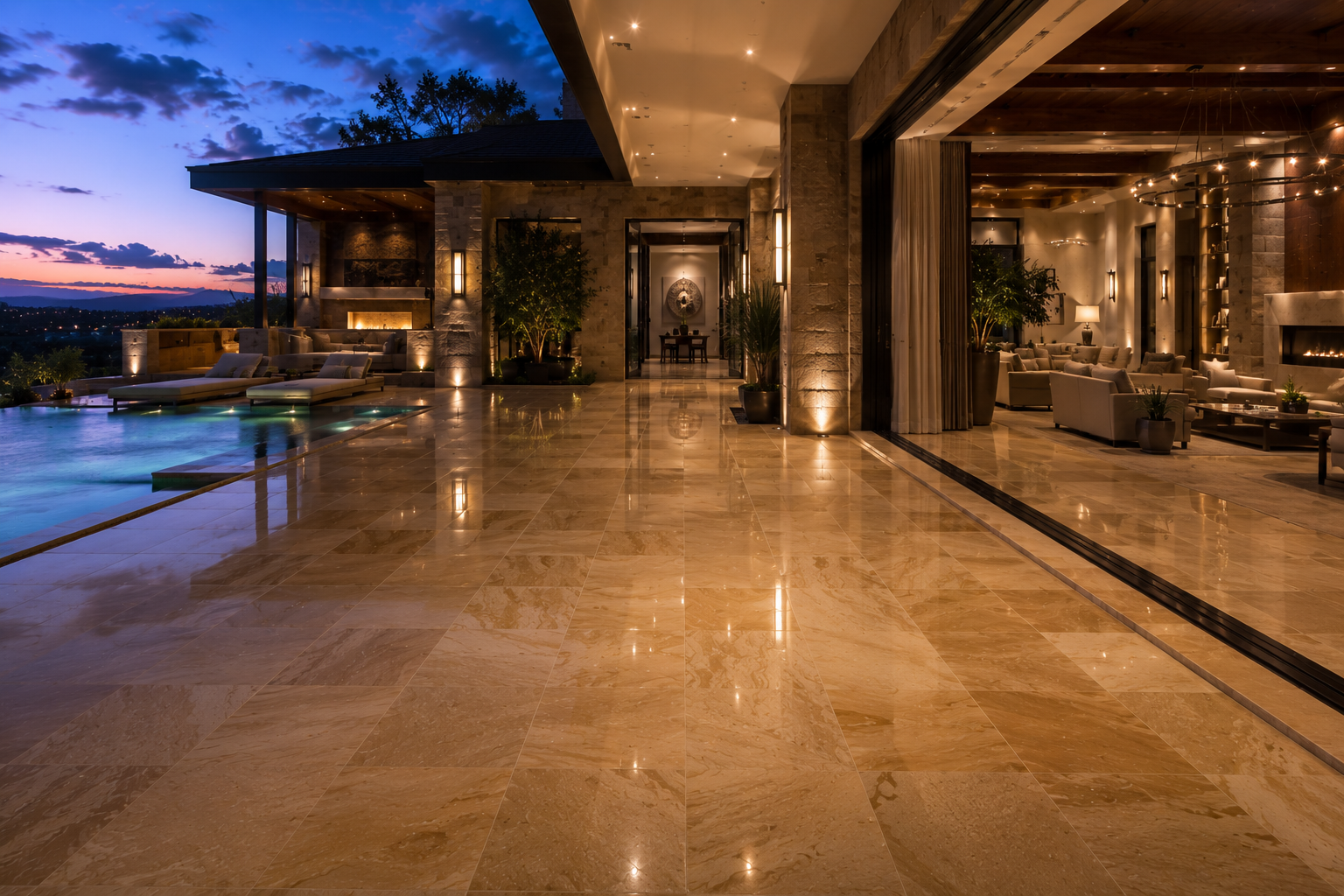 Sandstone floor sealing in Vancouver and Los Angeles for protecting and preserving sandstone floors.
