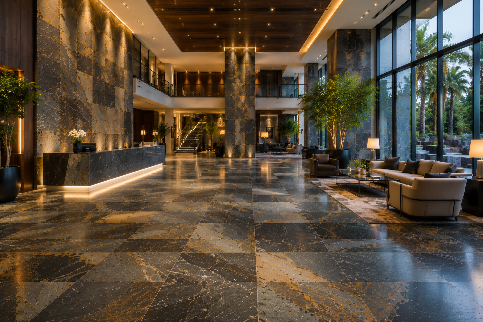 Commercial slate restoration services by Mr. Marble and Stone, including deep cleaning, stain removal, surface restoration, and sealing in Vancouver and Los Angeles.