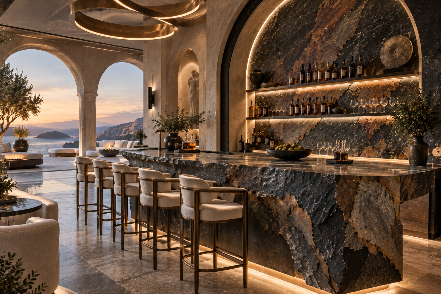 Slate bar installation by Mr. Marble & Stone in Vancouver and Los Angeles, featuring premium slate stone, custom slate bar surfaces, precision slate fabrication, and expert installation for luxury residential and commercial spaces.