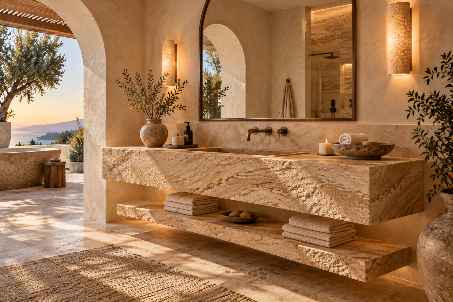 Sandstone Vanity Installation in Vancouver & Los Angeles | Mr. Marble and Stone — Natural sandstone vanities crafted with custom sizing, warm textures, and precision stone installation for refined bathrooms.