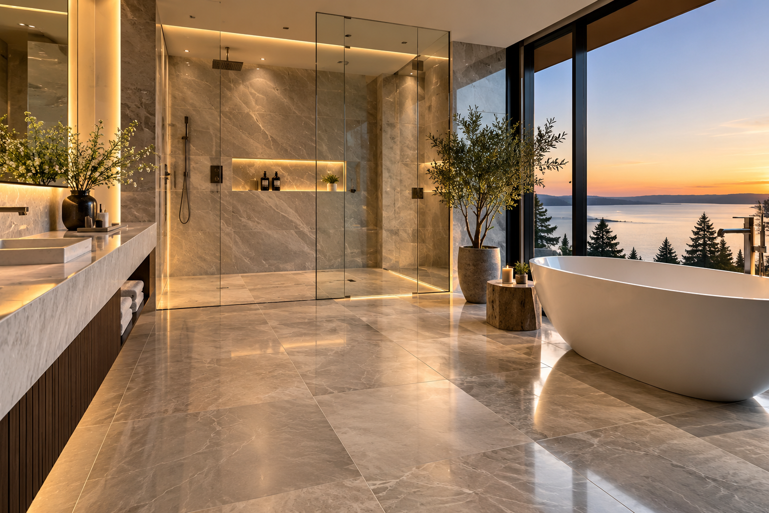 Bathroom tile repair in Vancouver and Los Angeles by Mr. Marble and Stone, professionally restoring damaged, cracked, chipped, and worn bathroom tiles for a clean, seamless luxury finish.