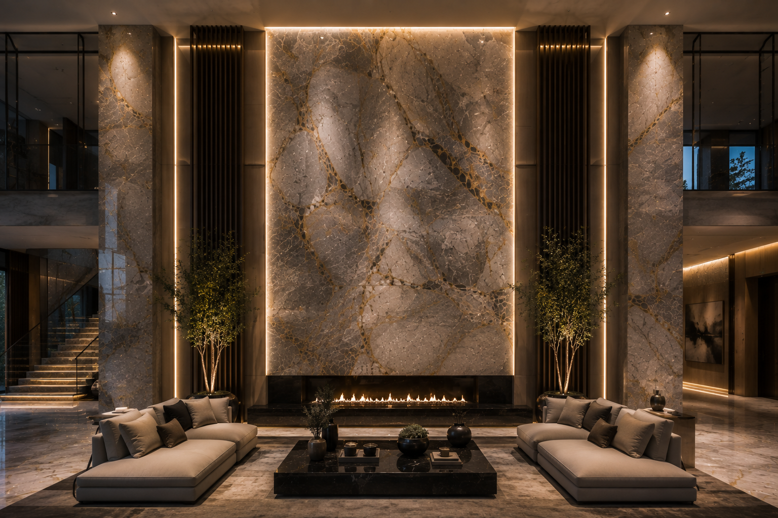 Mr. Marble & Stone provides professional quartzite feature wall restoration in Vancouver and Los Angeles, restoring and enhancing luxury quartzite feature walls.