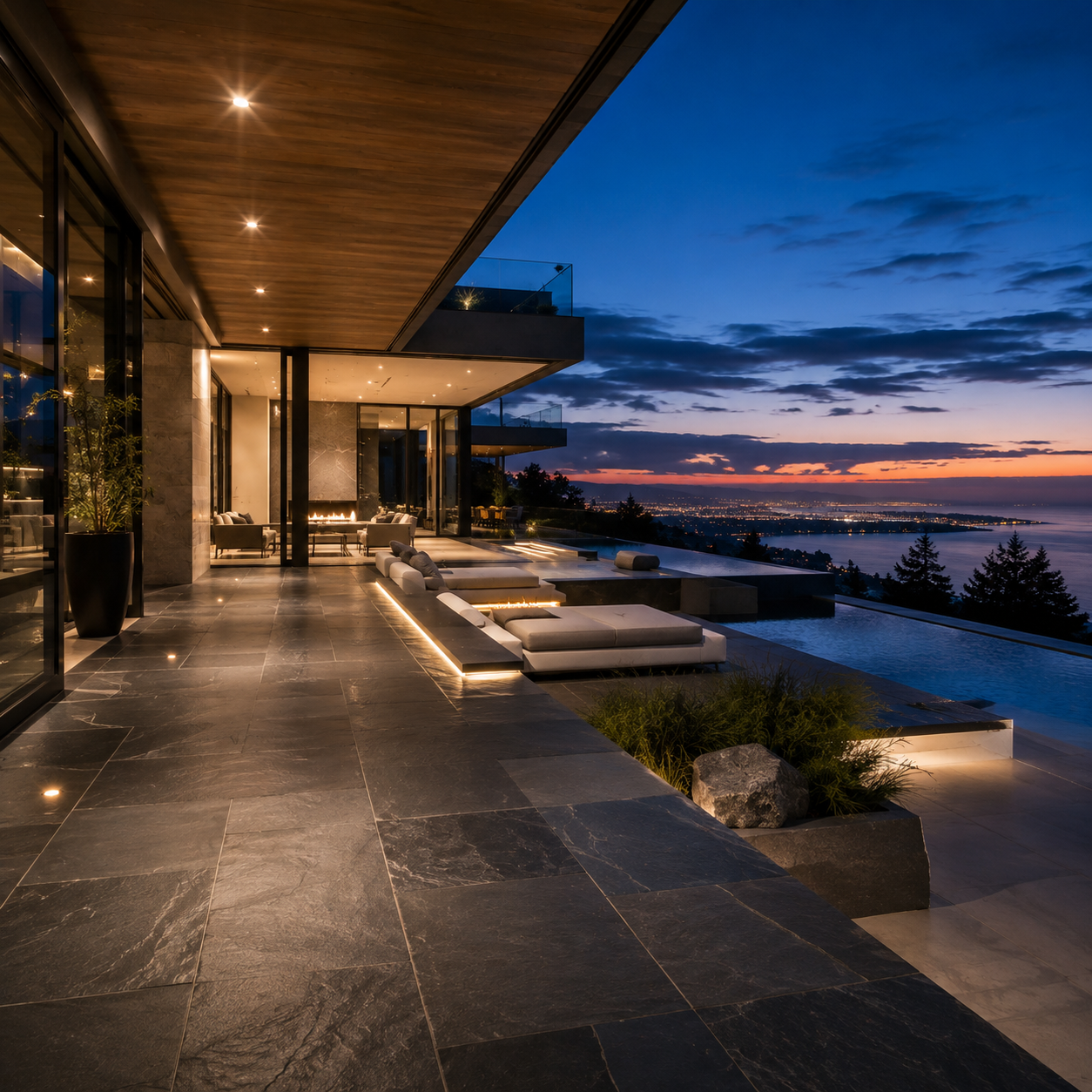Slate flooring, slate walls, slate fireplaces, slate showers, slate patios, and custom slate surfaces installed by Mr. Marble & Stone in Vancouver and Los Angeles.