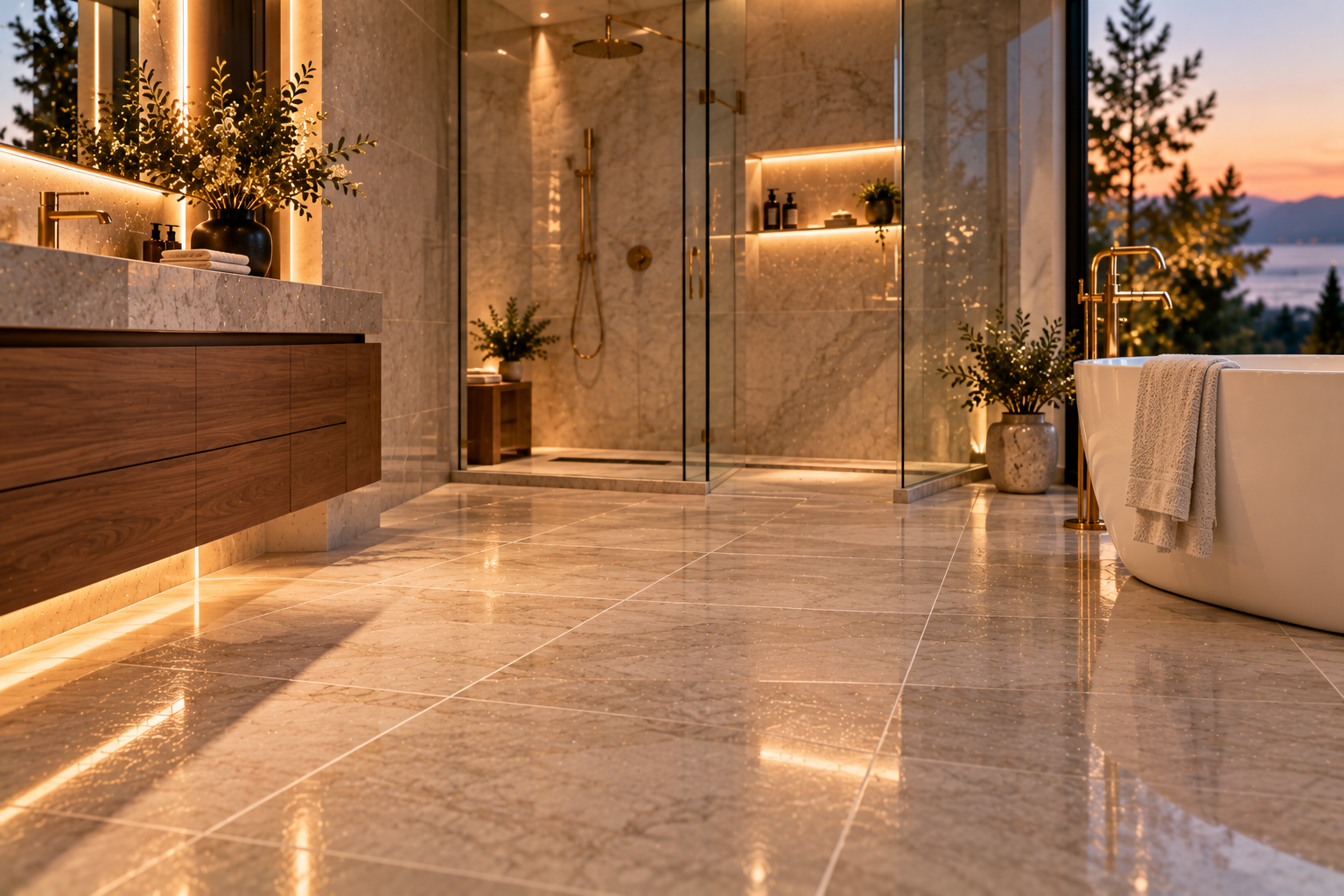 Bathroom grout repair by Mr. Marble and Stone, specializing in cracked grout repair, grout replacement, grout joint restoration, and bathroom grout maintenance in Vancouver and Los Angeles.