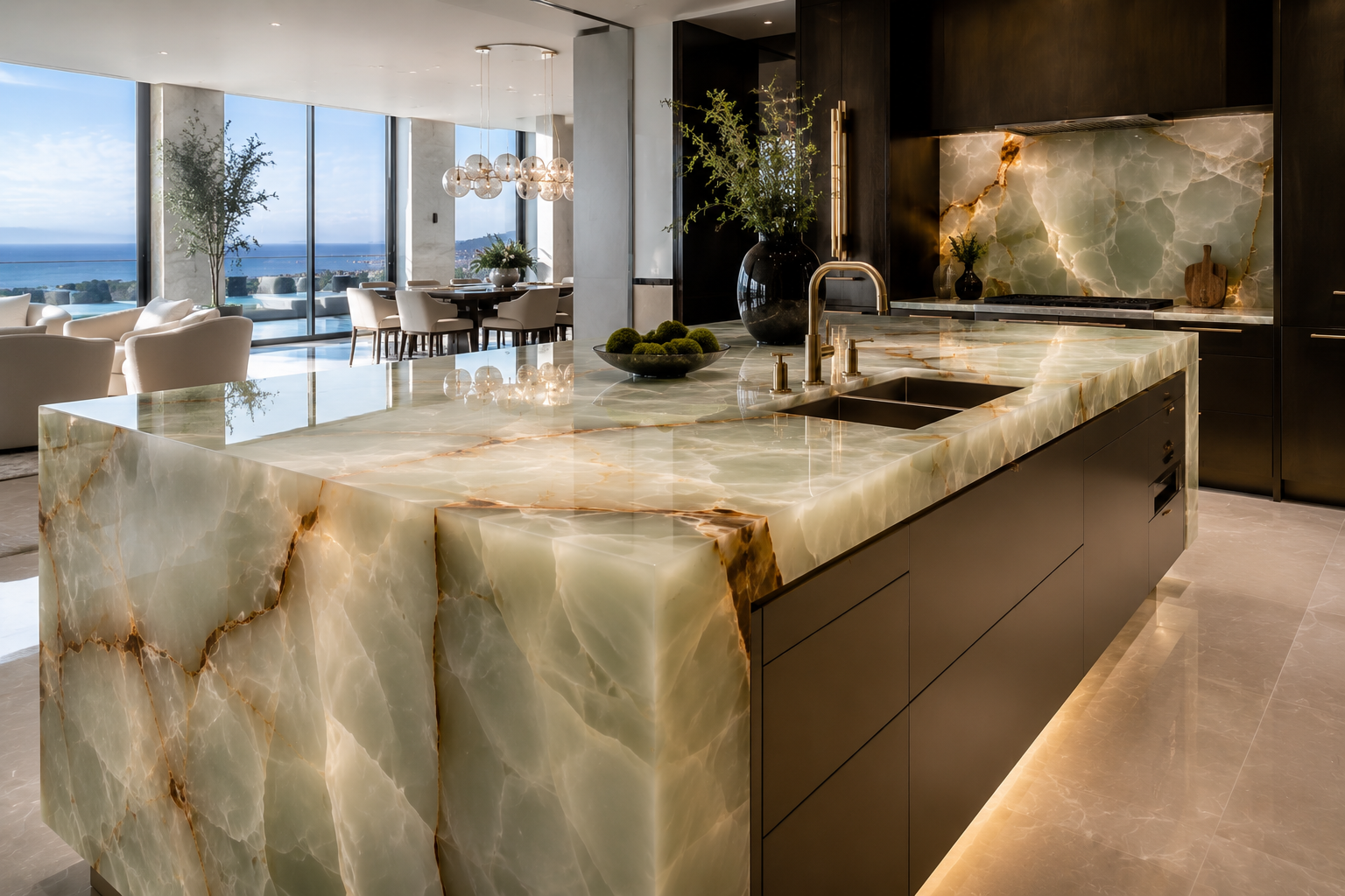 Onyx countertop polishing by Mr. Marble and Stone in Vancouver and Los Angeles.