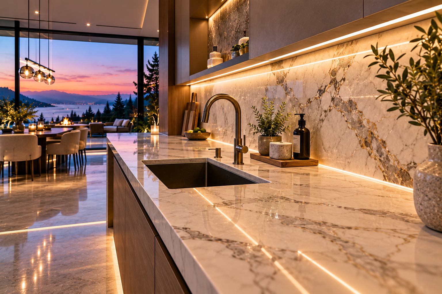 Mr. Marble and Stone countertop silicone and caulking repair, replacement, and sealing in Vancouver and Los Angeles, restoring clean, watertight joints around natural stone, engineered stone, quartz, backsplashes, sinks, and countertop edges.