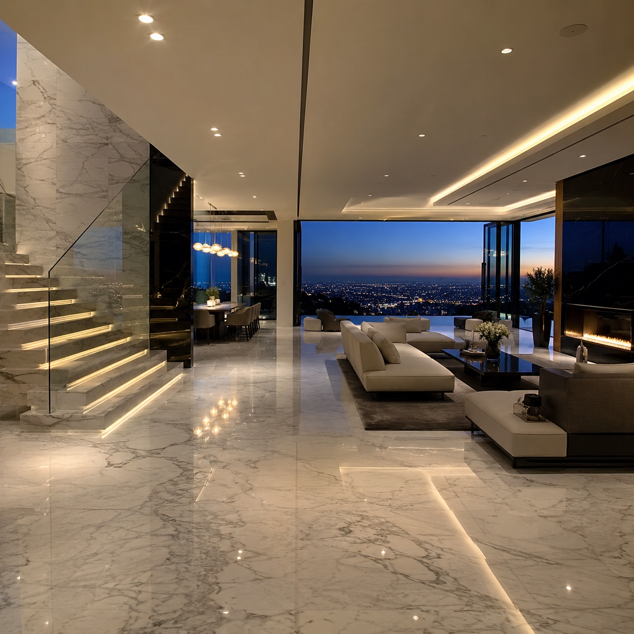 Marble restoration in Vancouver and Los Angeles featuring professional polishing, honing, and refinishing of luxury marble surfaces.