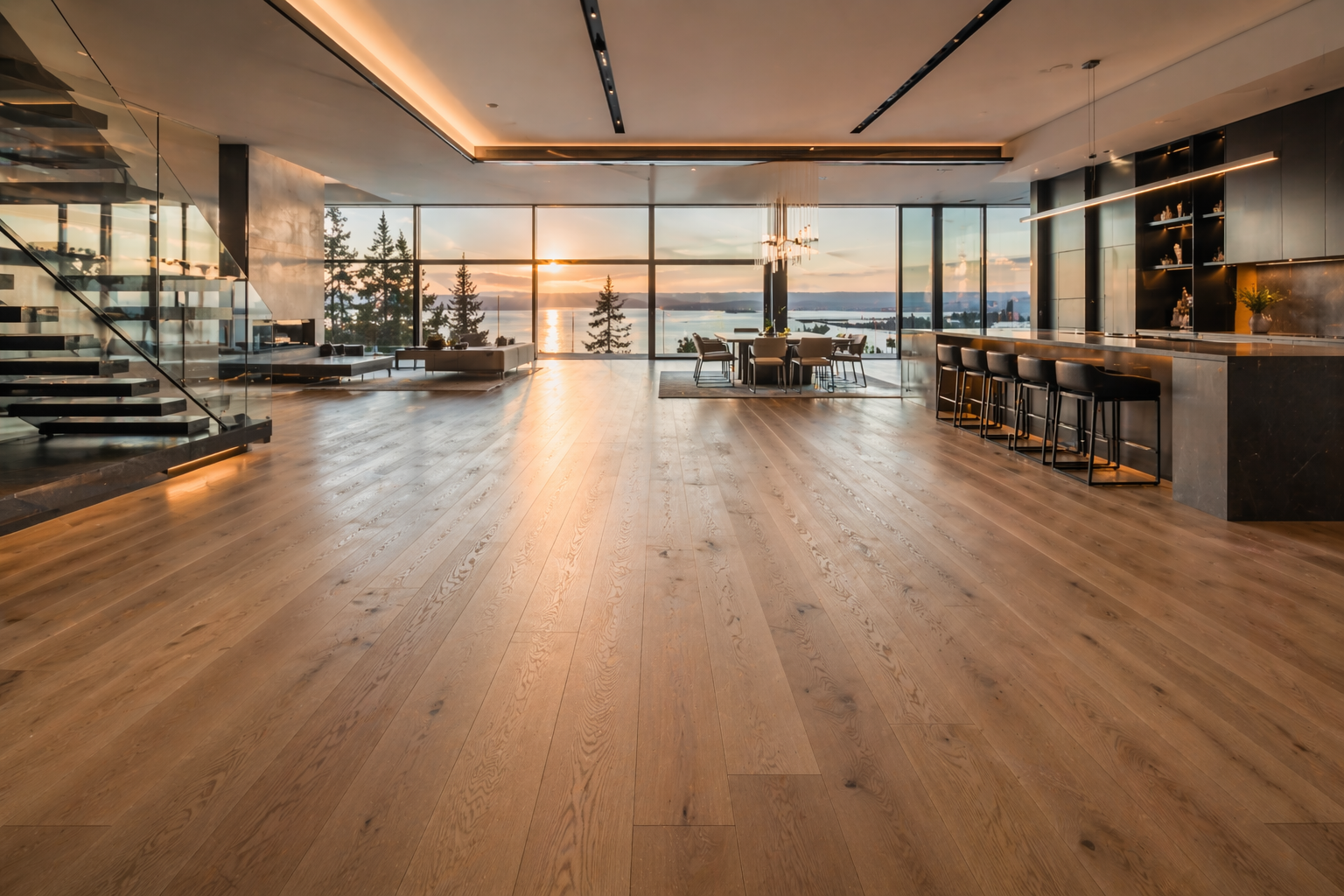 Engineered hardwood flooring installation in Vancouver featuring wide-plank engineered wood, moisture-resistant construction, professional installation, and premium finishes for modern residential and condo interiors