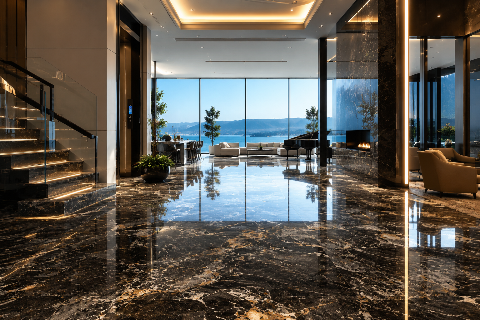 Mr. Marble and Stone granite floor restoration with diamond grinding, granite crack repair, granite lippage removal, granite refinishing, and professional granite restoration services.