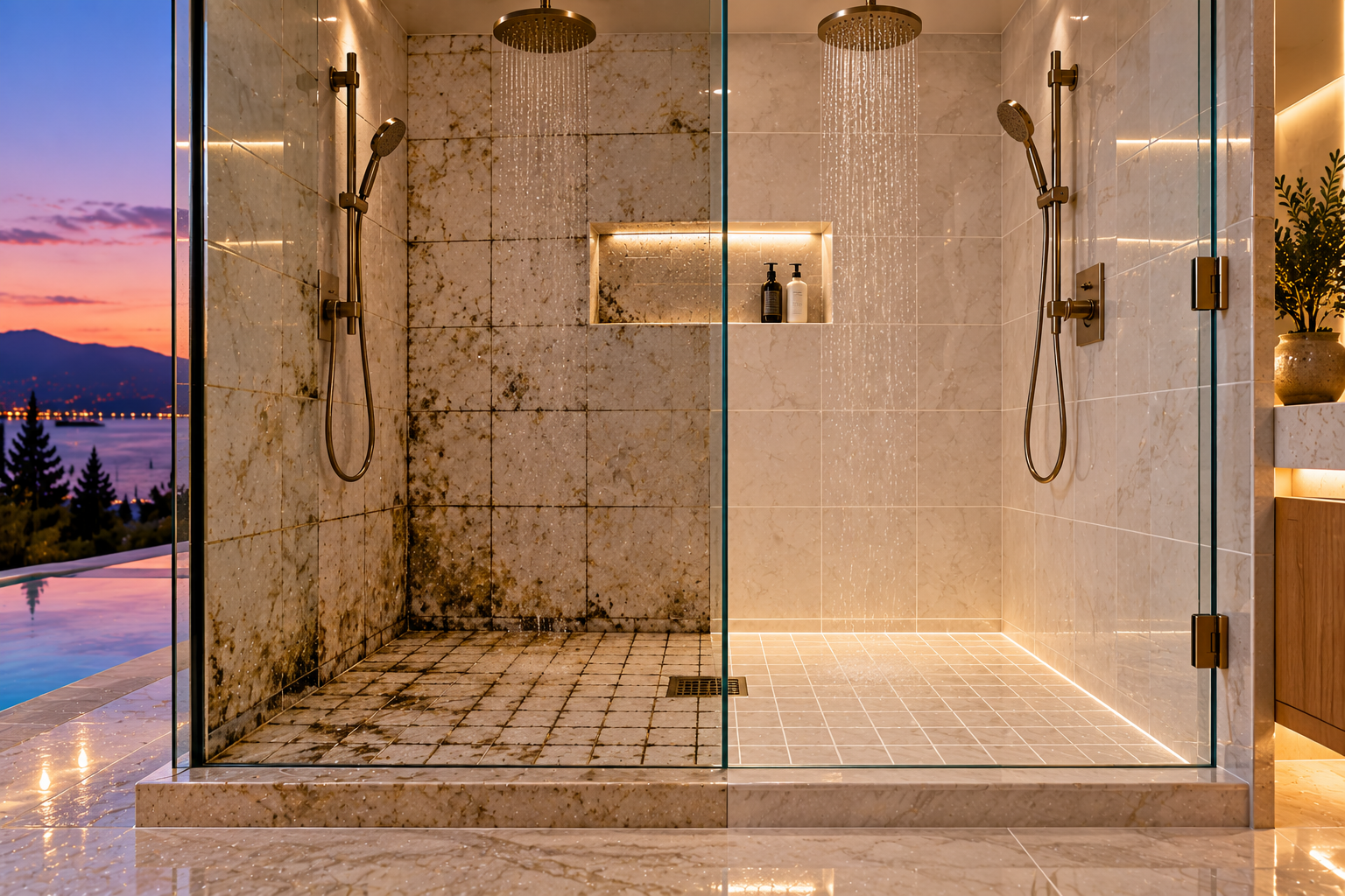 Tile and Grout Mold Removal by Mr. Marble and Stone in Vancouver and Los Angeles — Deep cleaning for mold, mildew, and buildup on tile and grout.
