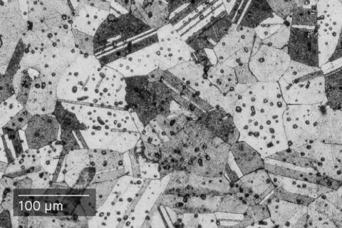 Microstructure image of 316L stainless steel used in corrosion-resistant industrial engineering applications