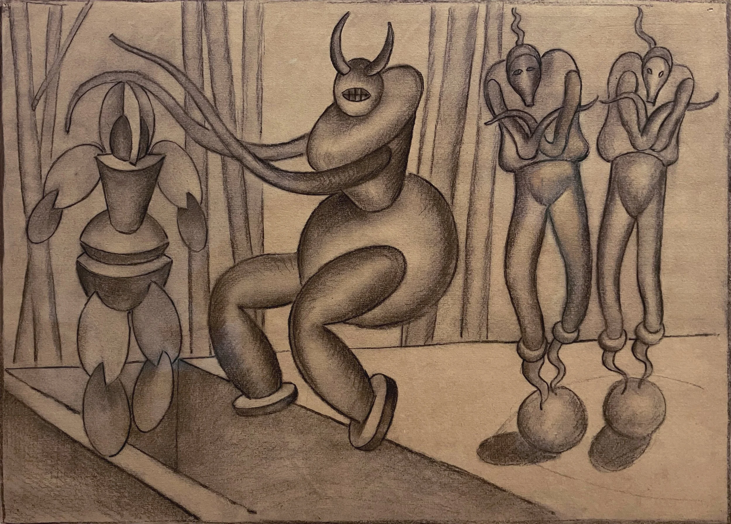 	 Bühnenbildentwurf (verso abstrakte Komposition), 1920–1930