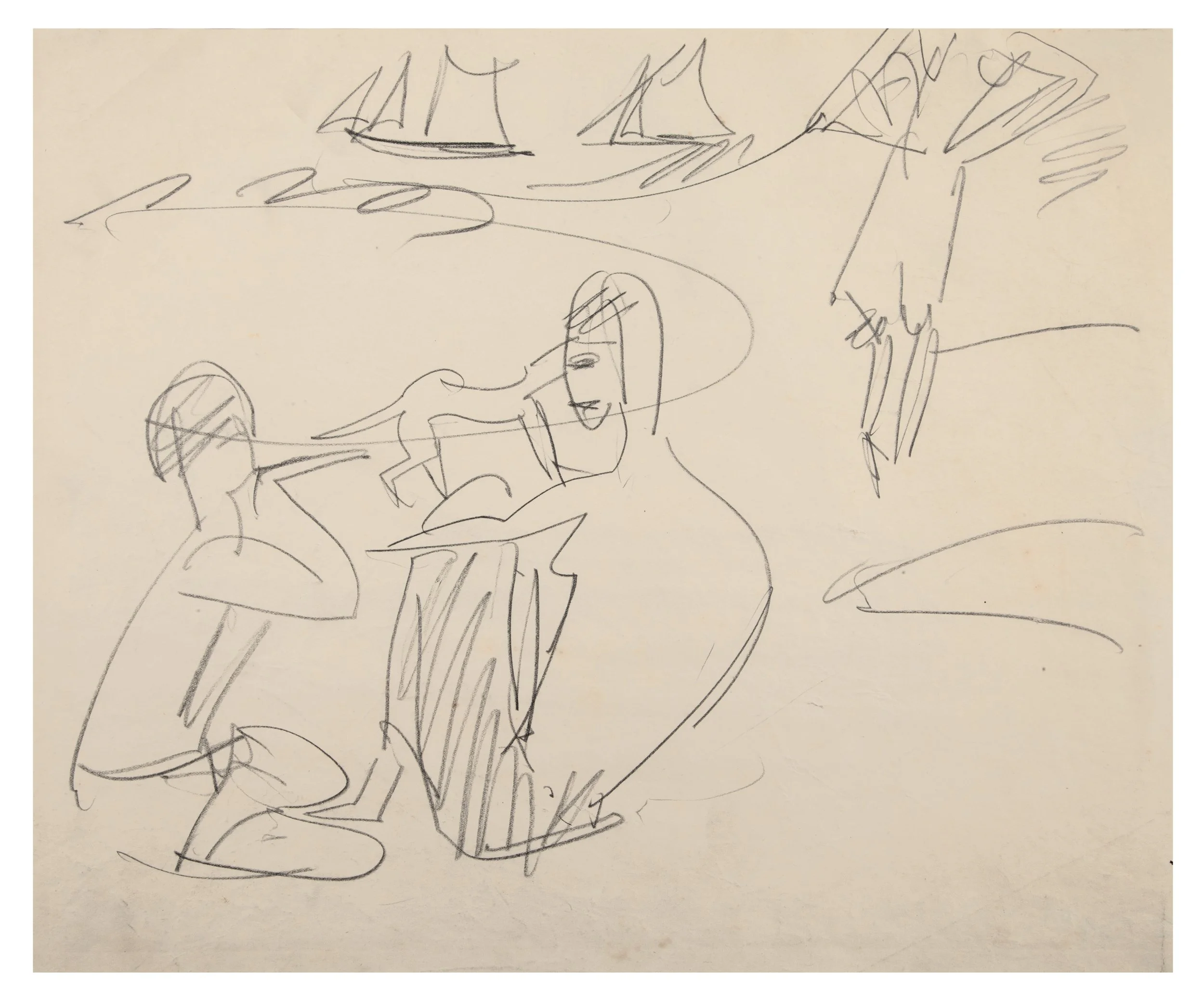 	 Fehmarnbucht mit Schiffen und Badenden, 1913