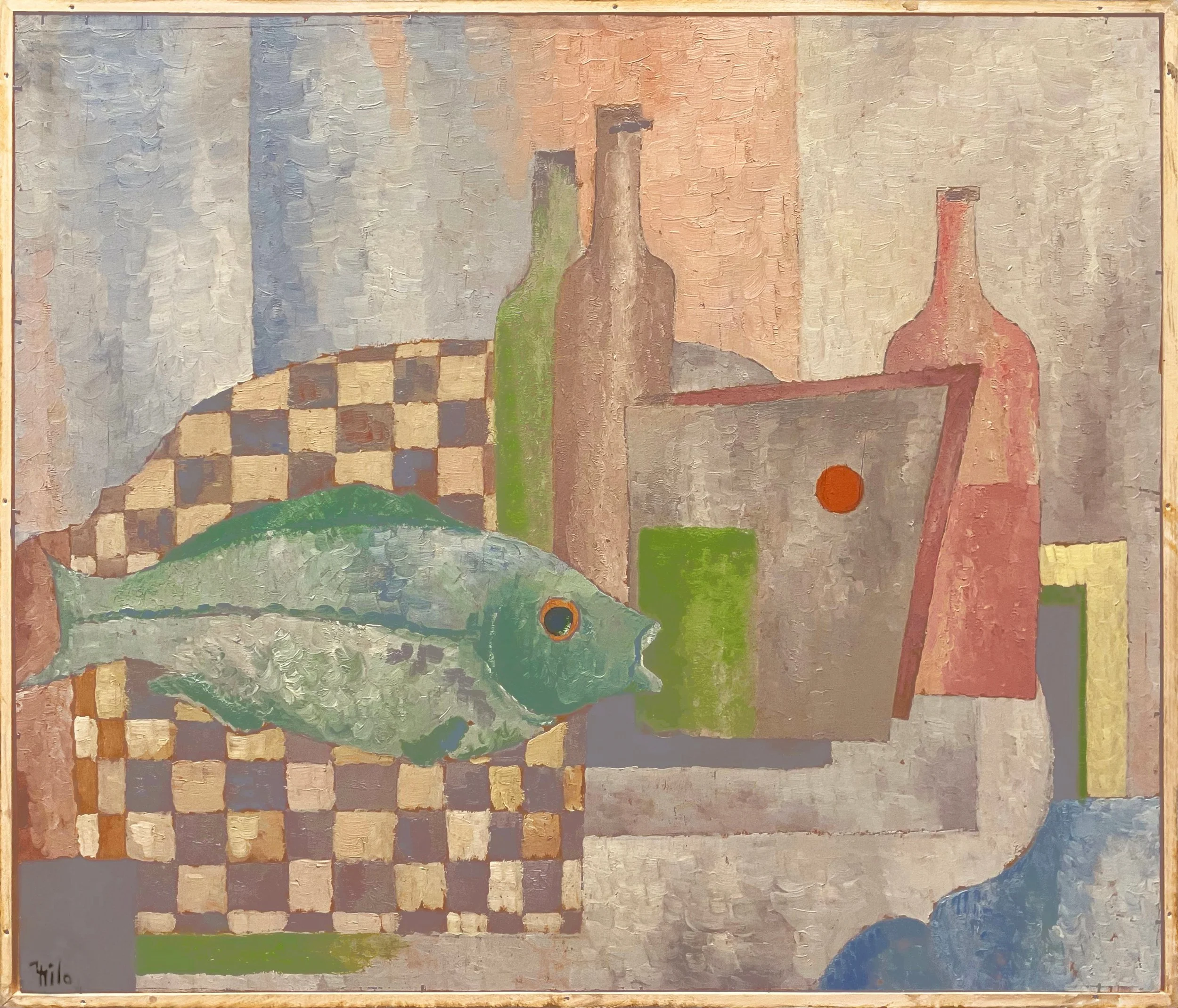 	 Stillleben mit Flasche und Fisch, 1929 (auf der Rückseite Komposition, 1931)